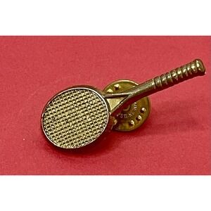 Vintage Tennis Racket Pin Gold Tone
